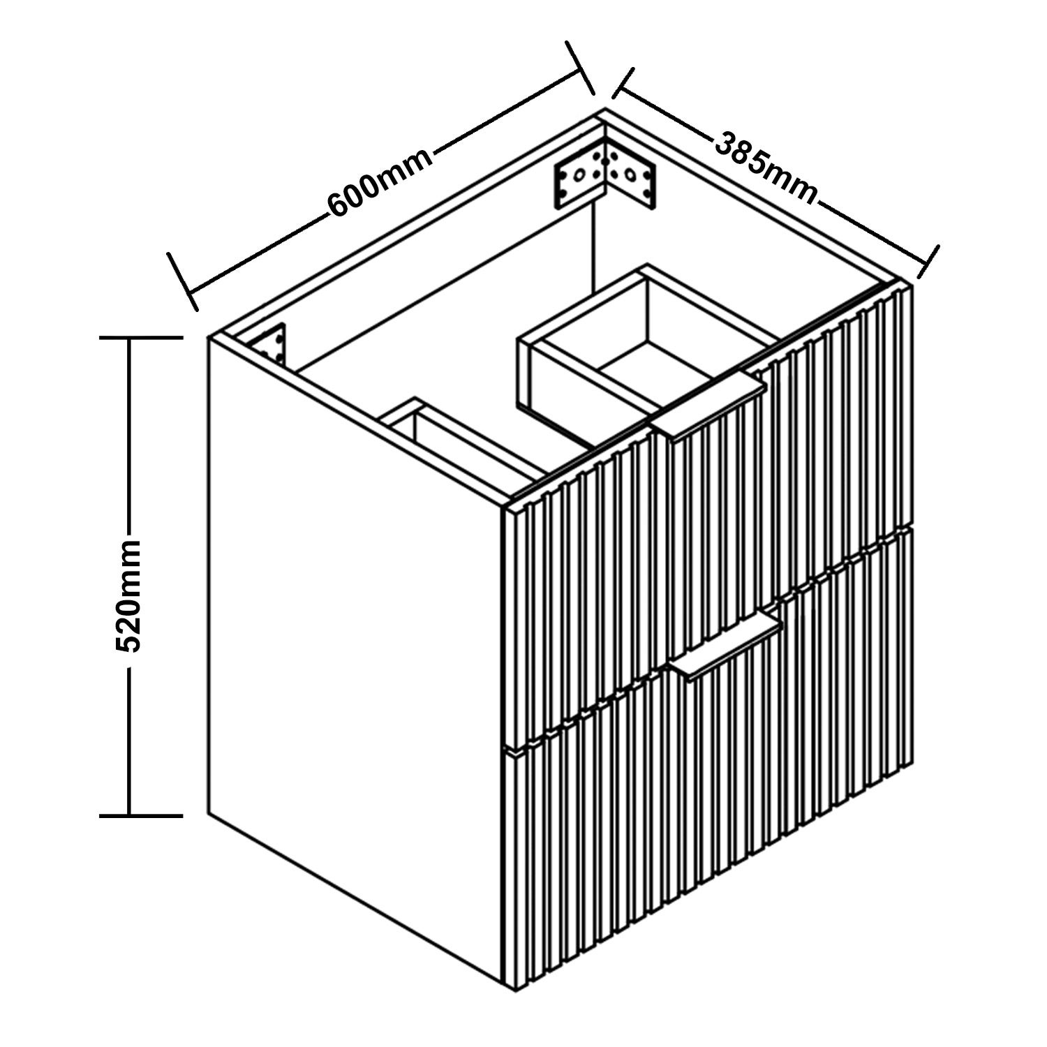 Meubles Salle de Bain 60cm avec simple vasque céramique - 2 tiroirs meuble Chêne Wotan - 5