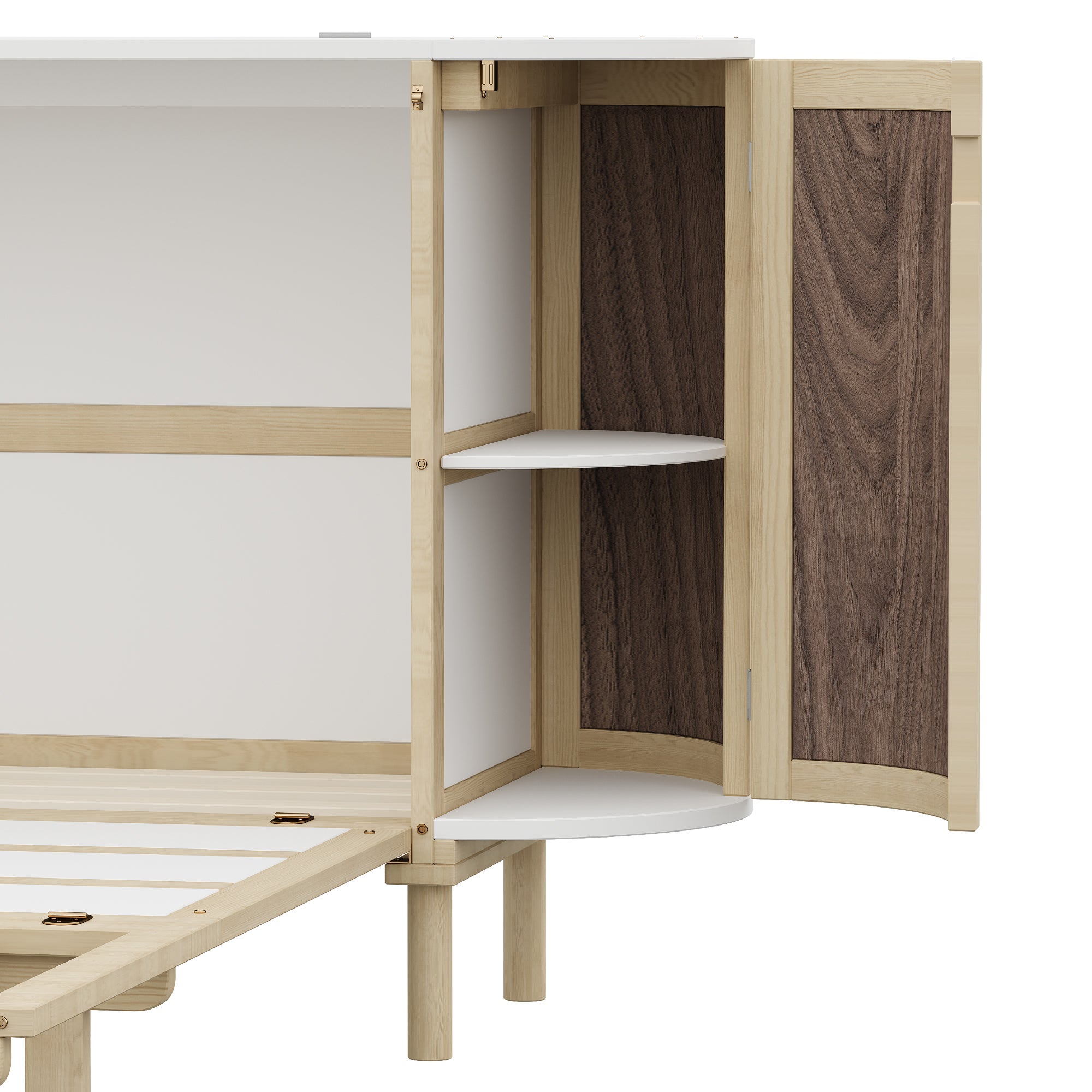 Cama abatible 140x200 cm - con compartimentos de almacenamiento - natural (colchón no incluido) - 9