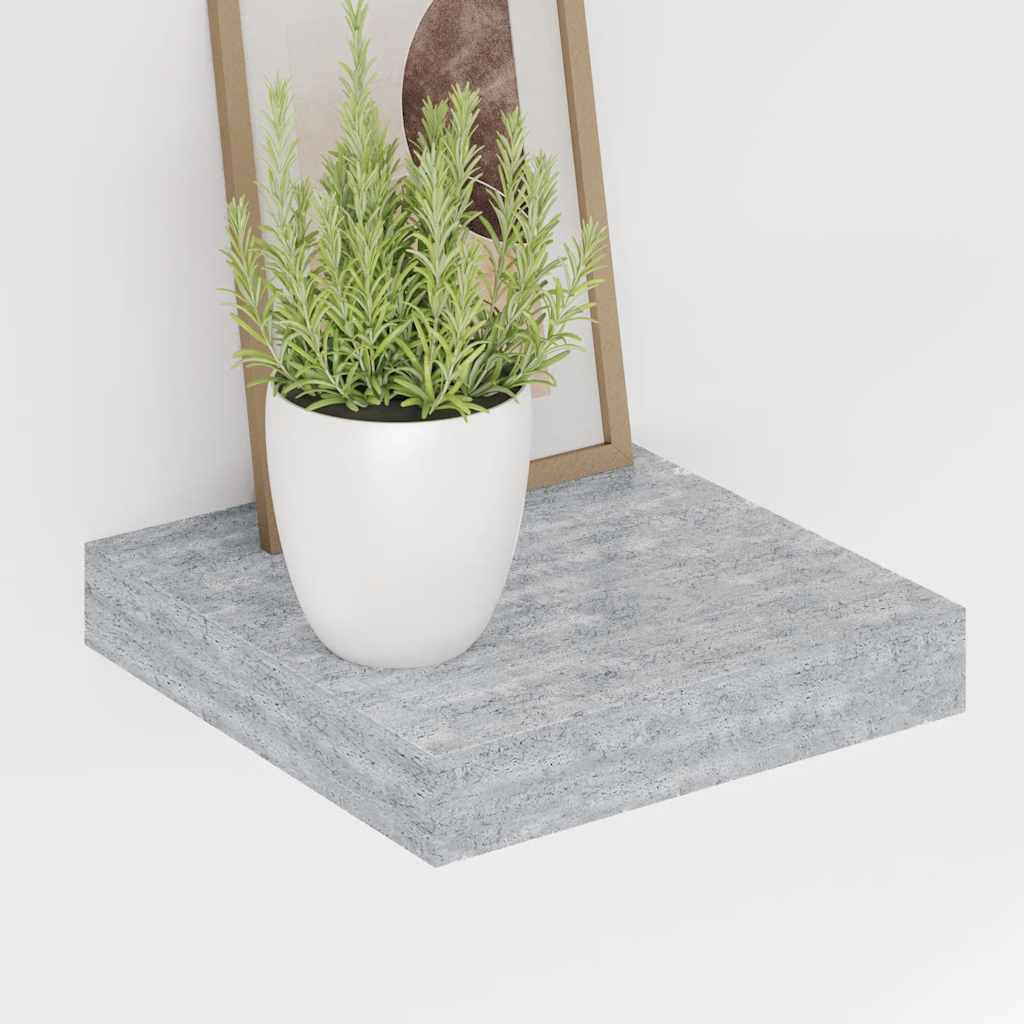 Étagère murale - Fixation invisible - MDF et métal - Gris béton - 23x23 ...