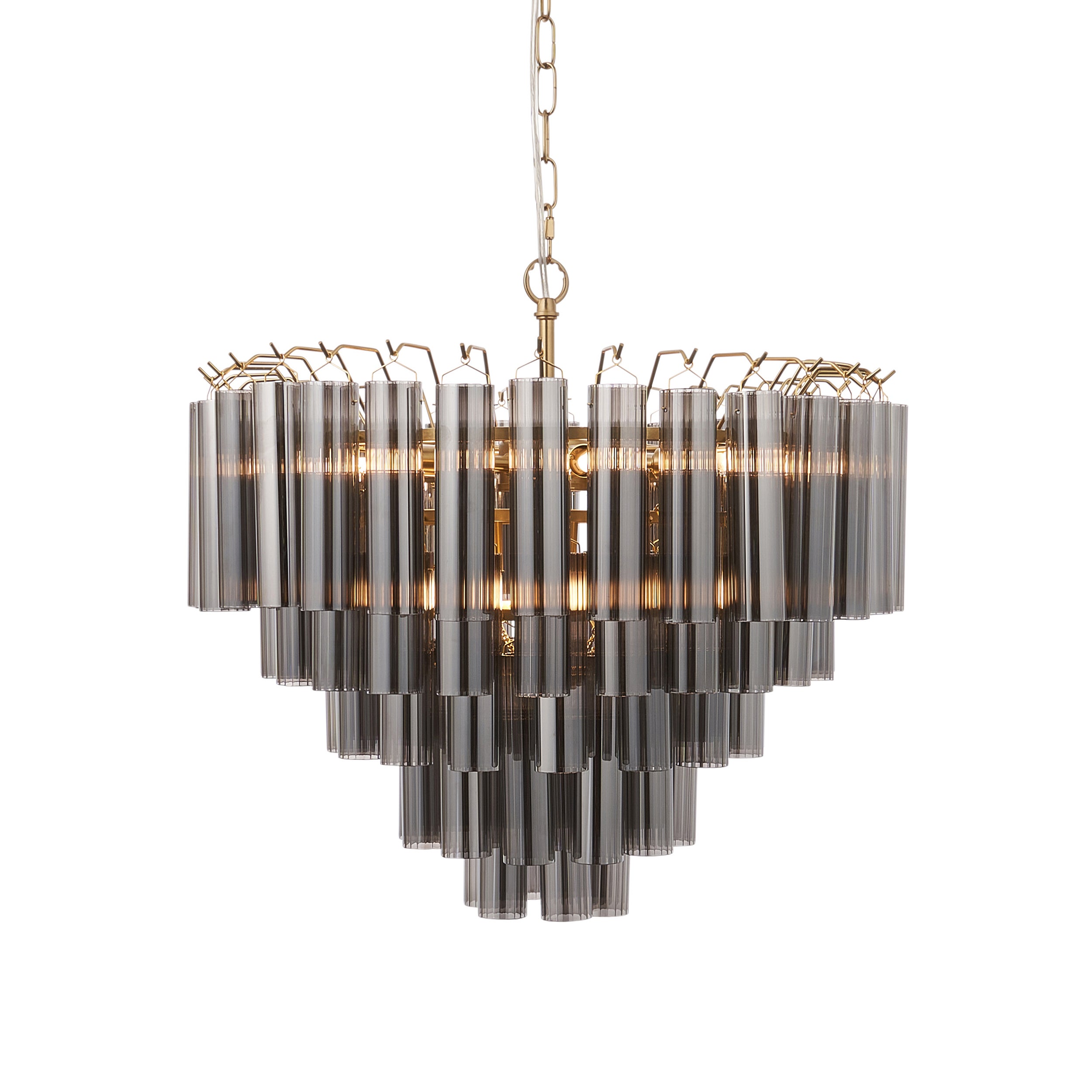 Lampa wisząca TOULOUSE satynowa mosiężna 12xG9x15W szkło wym:196x50x50cm IP20 Endon