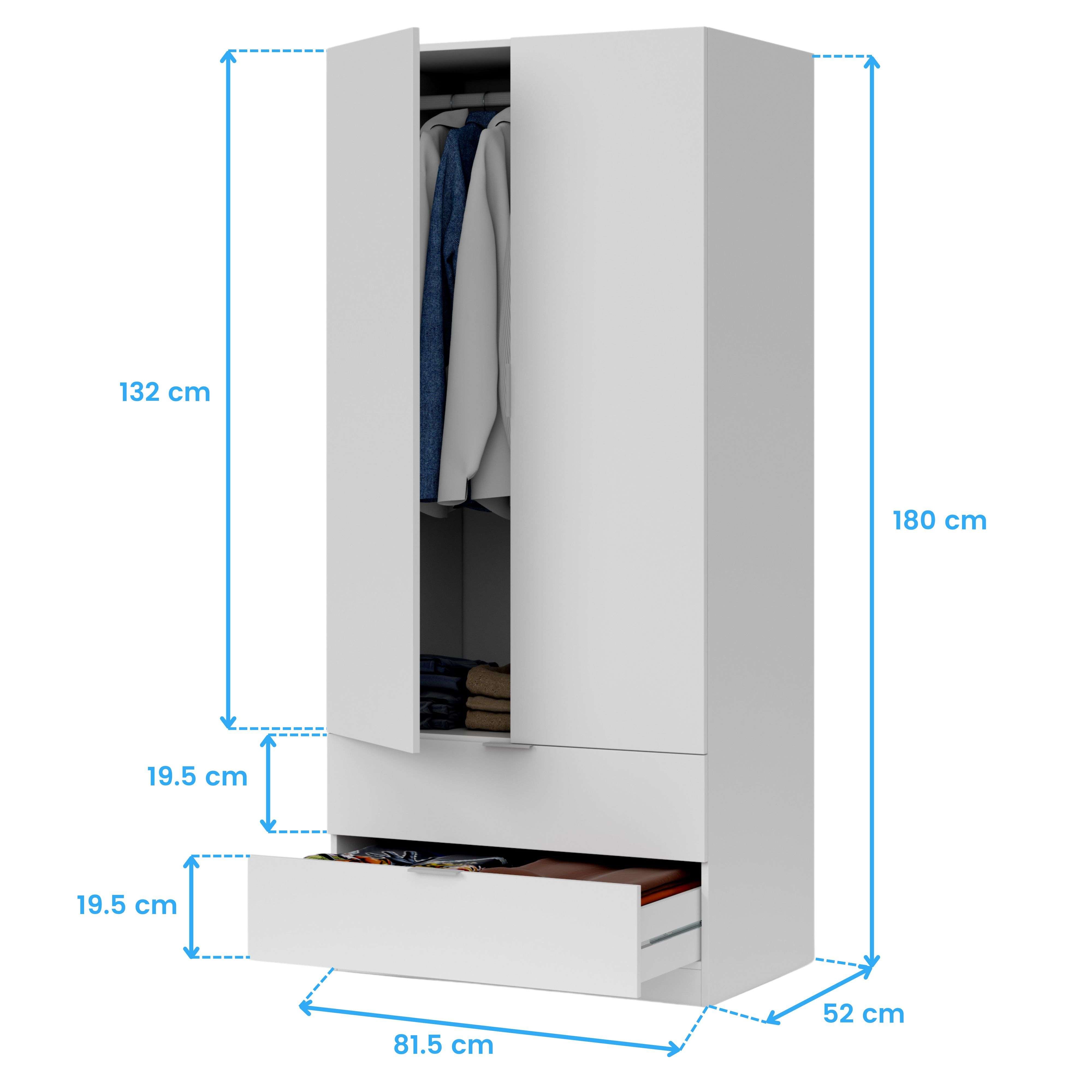 Armoire penderie FANNY L81 x H180cm - Blanc - 7