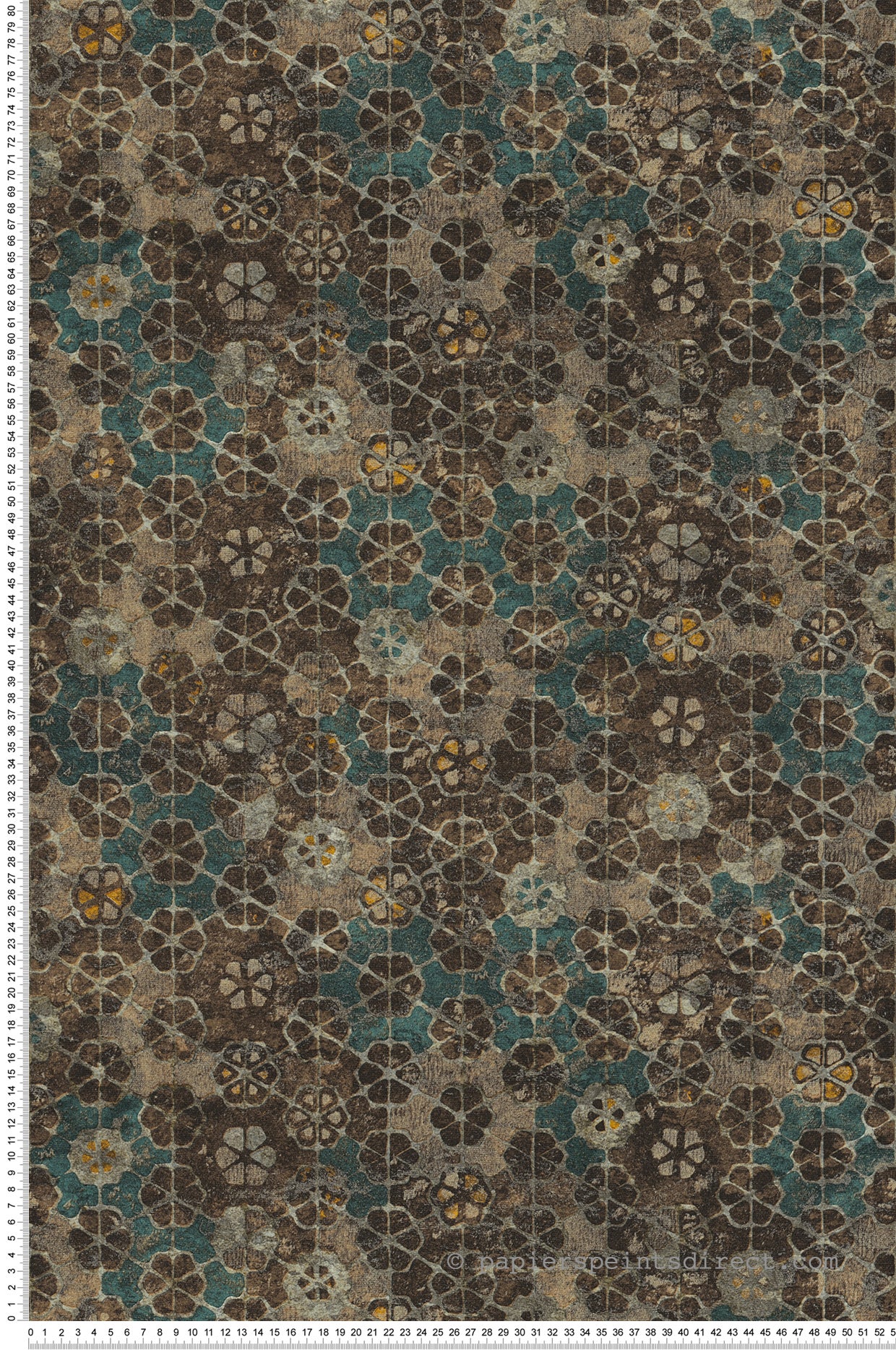 Tapeta motyw płytek brązowym,piaskowymIniebieskim - 53 cm x 10.05 m - LIVINGWALLS