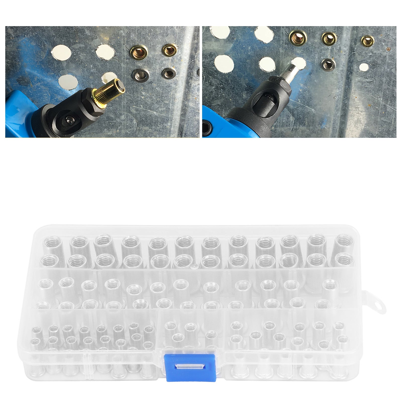 Lot de 100 écrous à rivets M4 M5 M6 M8 en aluminium à tête plate, inserts filetés, outils de quincaillerie - 3