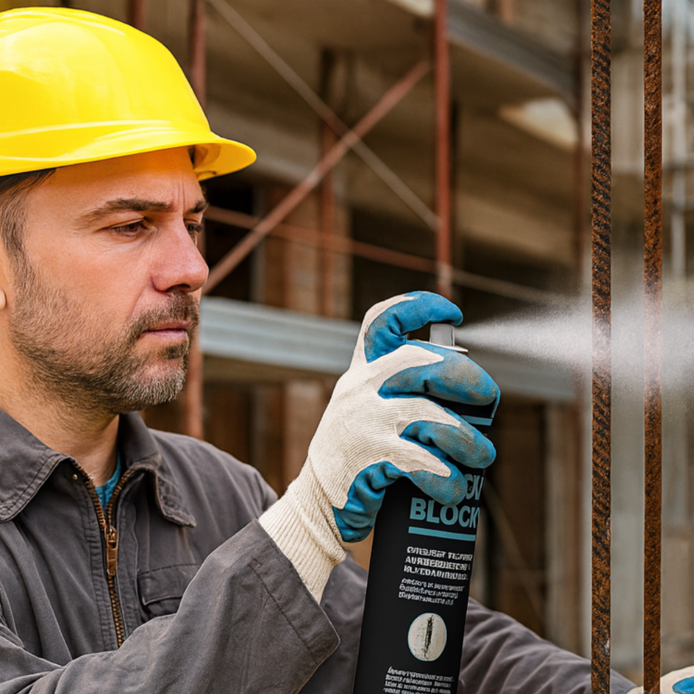 Camp RUST BLOCK PASSIVANTE, Protettivo anticorrosivo per ferri d'armatura, Spray pronto all'uso, Promotore di adesione per malte - 5