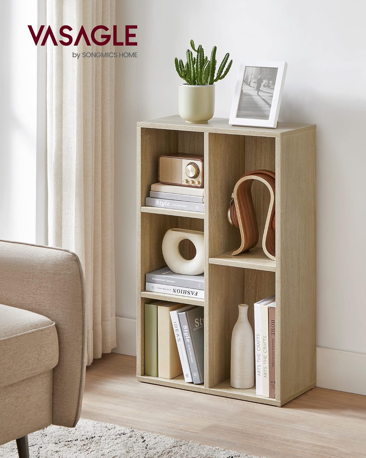 Bibliothèque 3 Niveaux VASAGLE Avec Placards - Rangement Salon Bureau - 97.5x97.5x29cm - Blanc