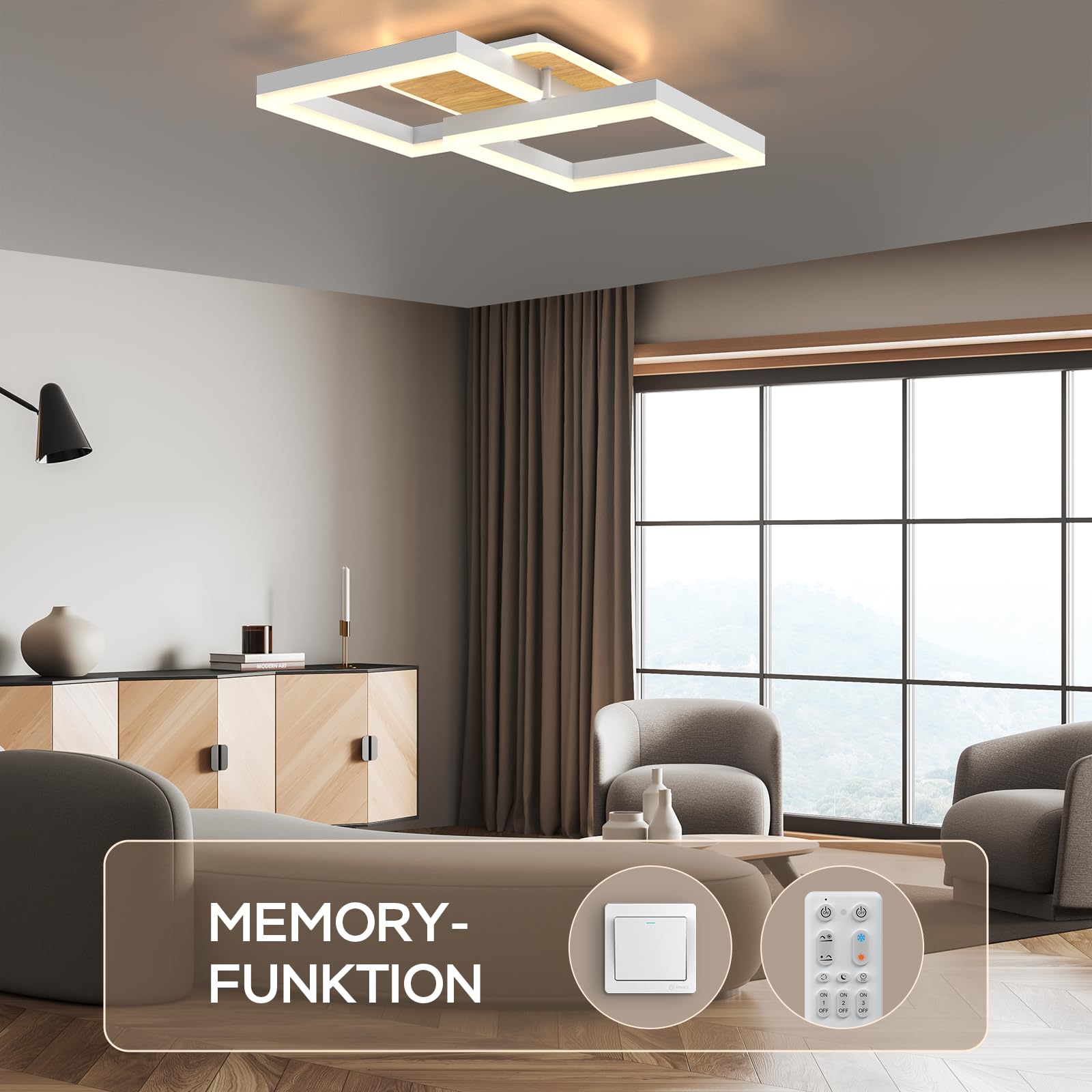 MODLICHT 40W Lámpara techo LED Iluminación salón regulable,Iluminación Lámpara de techo Blanco cálido a frío 3000K-6500K,3600LM Dormitorio,Comedor - 4