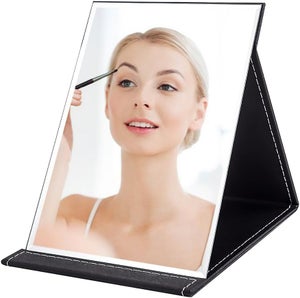 Miroir De Table Pliable Blanc 25x18 Cm – Miroir Maquillage HD Portable, Double Face, Pour Voyage, Maison & Coiffeuse