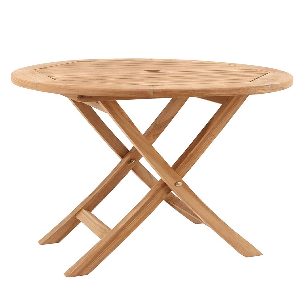 Table à manger de jardin rond en Teck Marron 4 places - 2