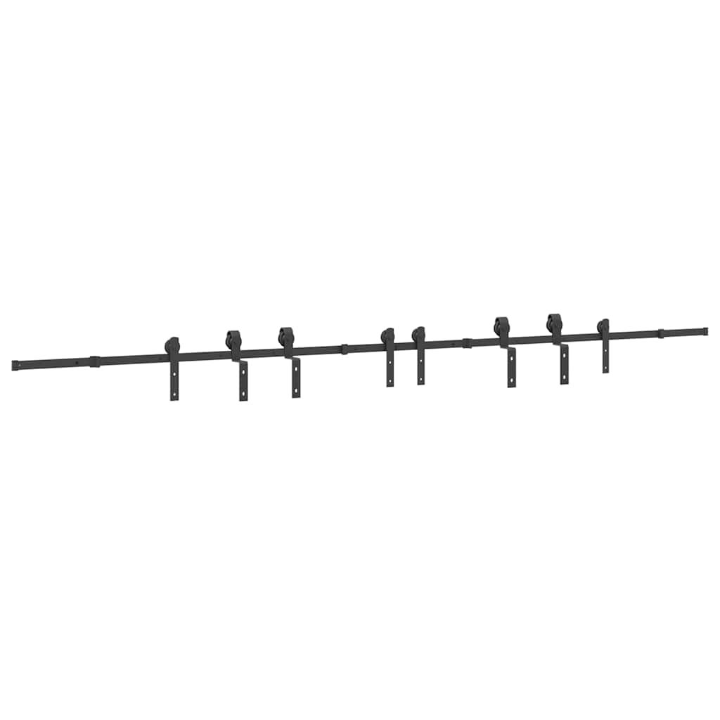 vidaXL Kit di Binari per Porte Scorrevoli 400 cm Acciaio Nero - 2