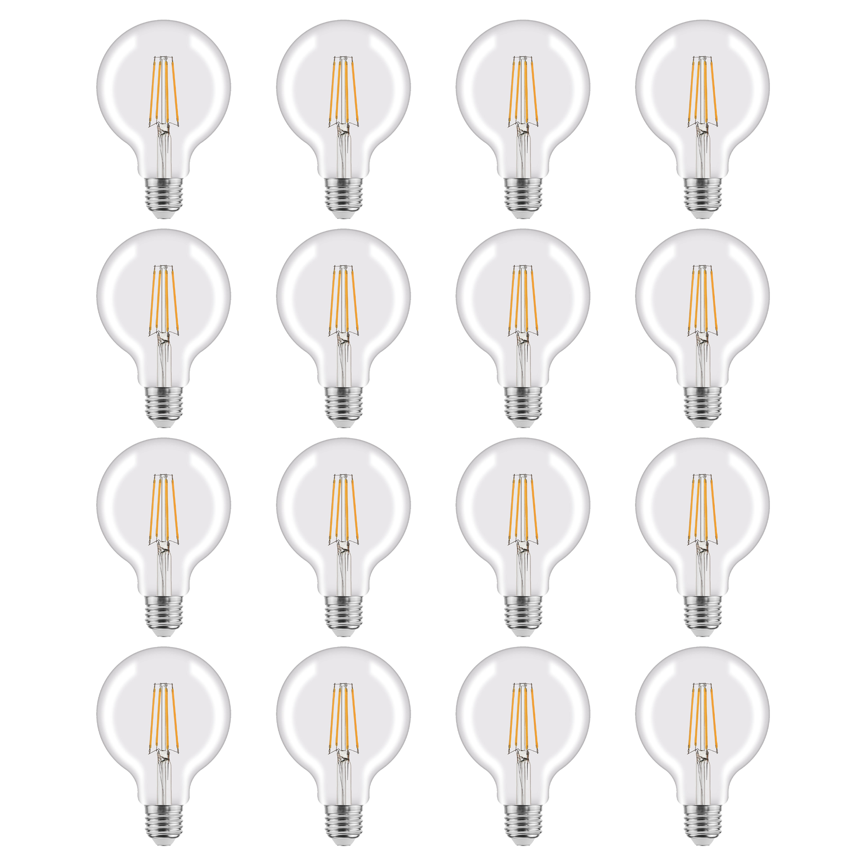 LEXMAN - Juego de 16 bombillas de filamento LED - E27 - 806LM - equivalente a 5,9W 60W - Ø 95 mm - 2700K - Blanco cálido - 8