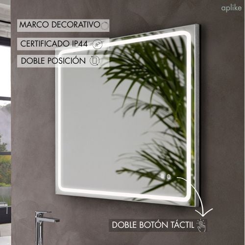Espejo de Baño LED Antivaho Táctil Rectangular 130x80 cm MIA AV - Aplike - 2