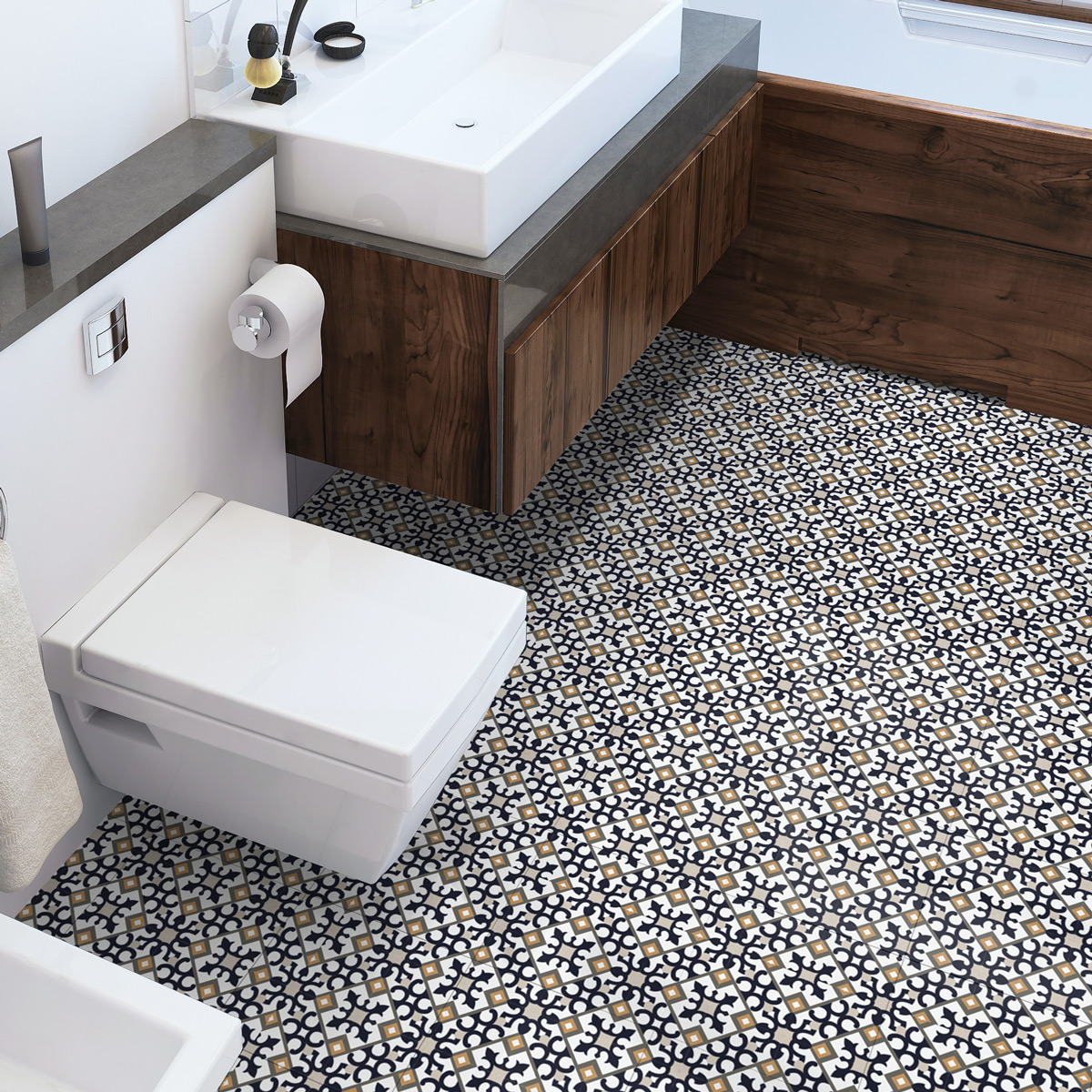 Vinilo baldosas suelo matteu antideslizante - 60x100 cm - adhesivo de pared - revestimiento sticker mural decorativo