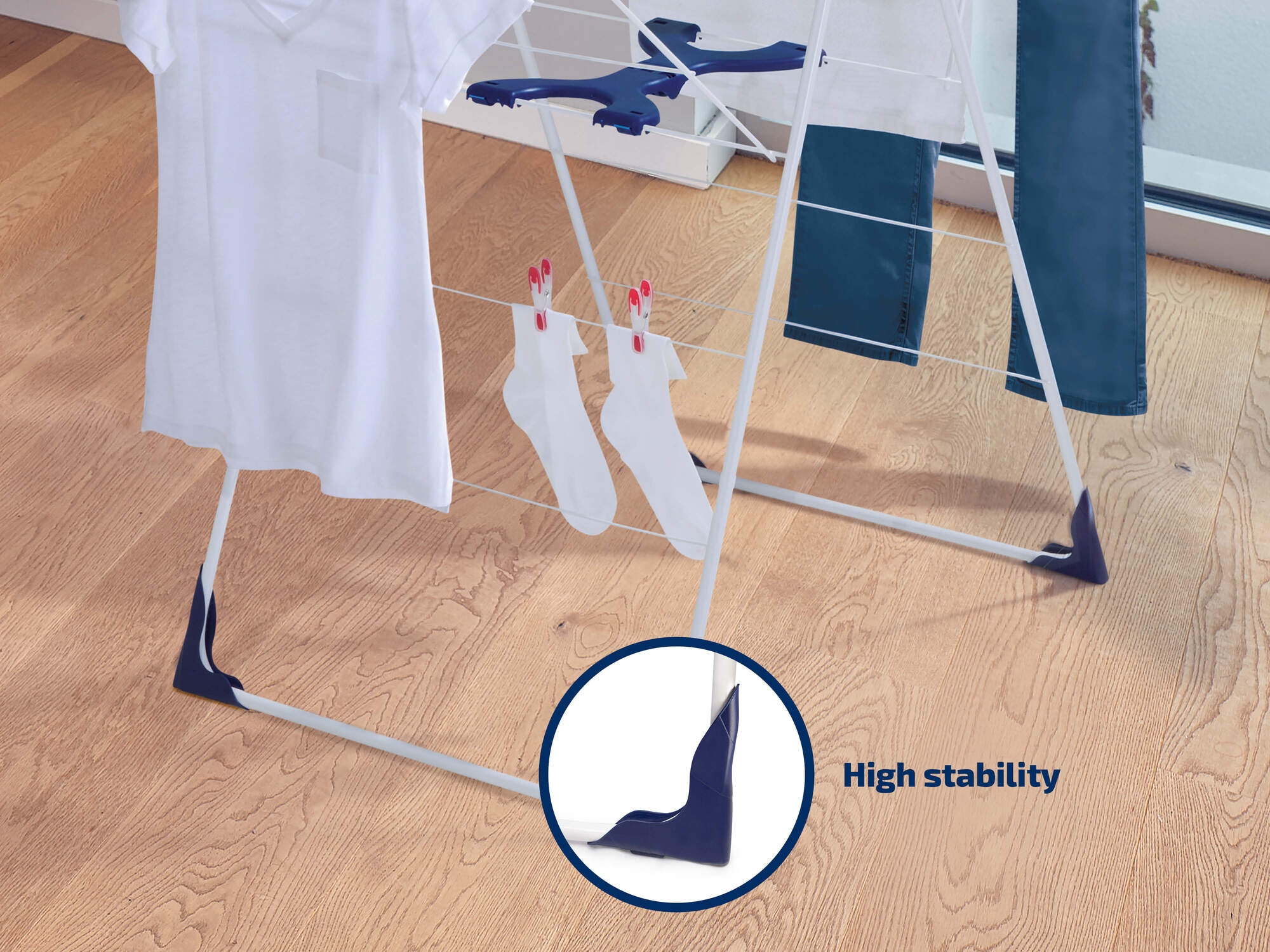 Leifheit étendoir à linge Classic 200 Flex 81408, séchoir à linge stable avec 20m d'étendage, hauteur réglable, blanc - 3