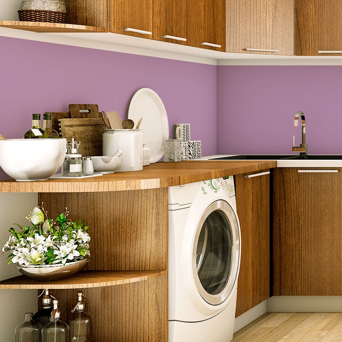 Rotolo adesivo decorativo in vinile al metro - Adesivo lavabile e impermeabile per pareti, cucine e mobili - 60cmx10m - Lilla - 3