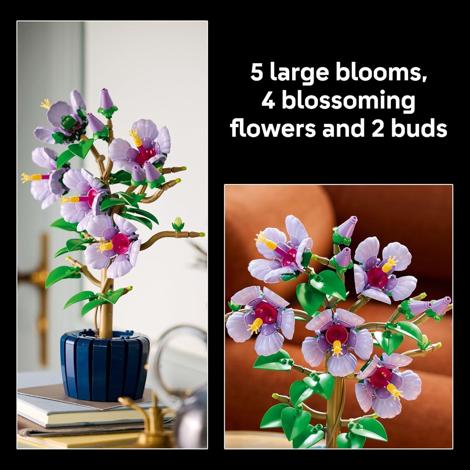 Ensemble de construction Fleur d'Hibiscus - Blocs de construction de plantes et fleurs artificielles, cadeau de décoration intérieure - 3