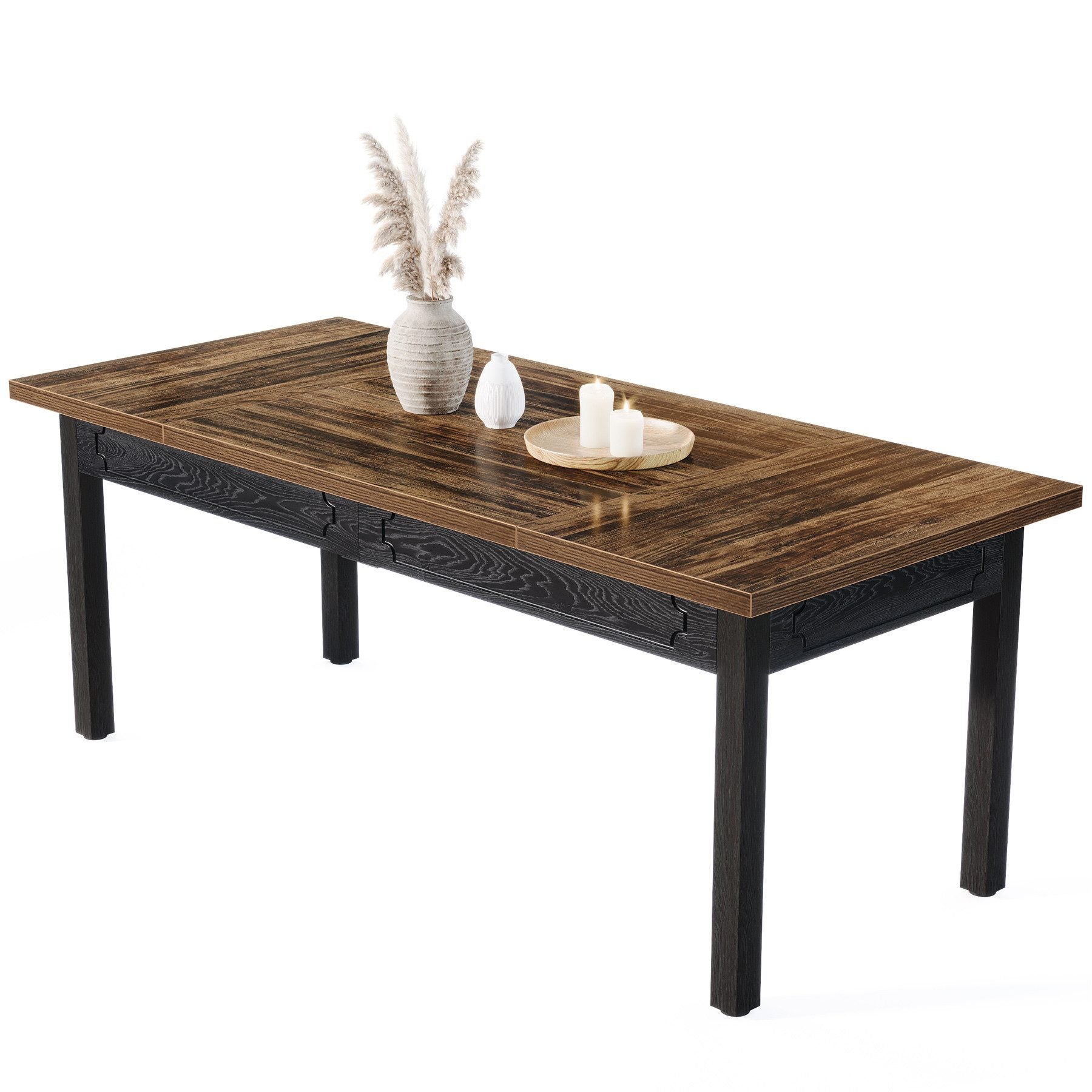 Tribesigns Table à Manger 160×80×75 Cm – Style Industriel, 4-6 Personnes, Plateau Bois Rustique & Métal Robuste, Idéale Salle à Manger, Bureau Ou Atelier