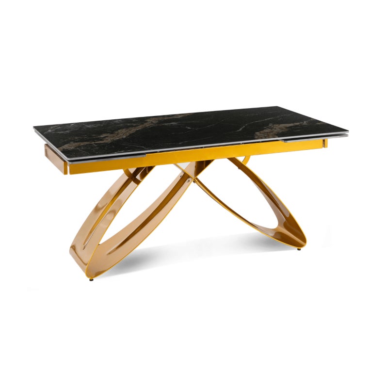 Stół Ceramiczny Rozkładany Spiek Kwarcowy Do Jadalni Czarny LUIGI 160/240