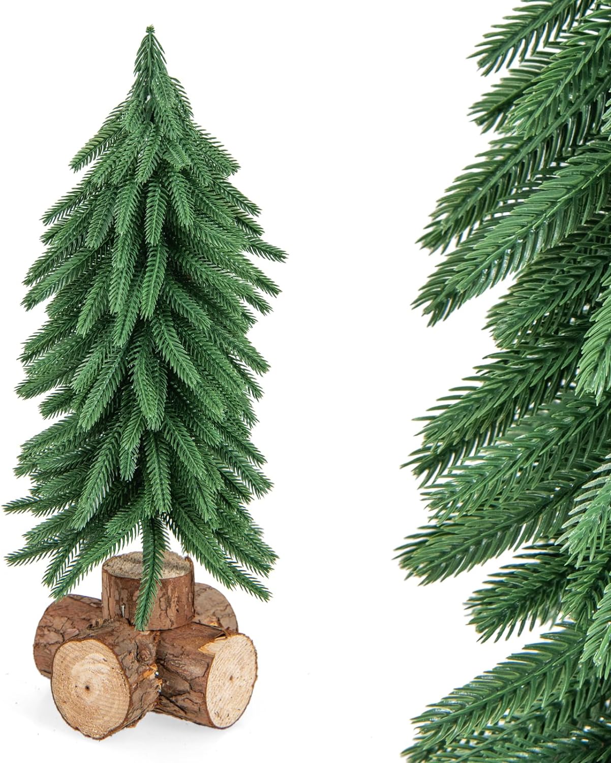 Sztuczna mini choinka, 40 cm, mała choinka na drewnianej podstawie, stół z 200 gałązkami, sztuczna jodła, do domu, biura, zielona