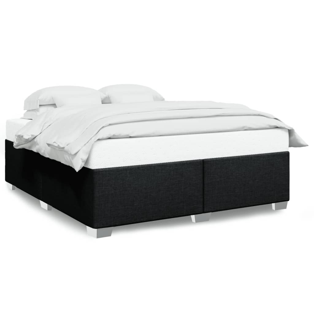 Cadre de lit sans matelas noir 200 x 200 cm tissu - 2