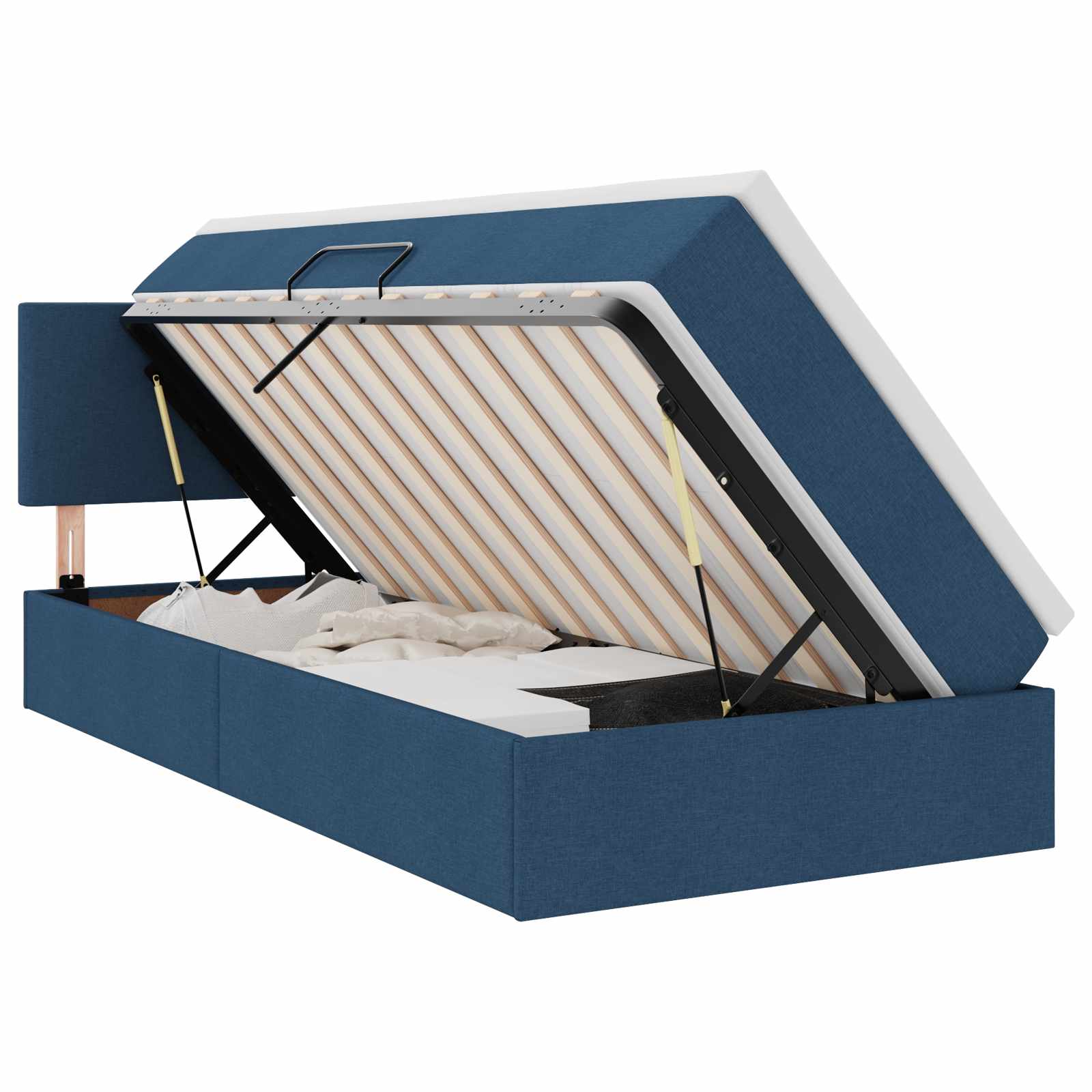 Lit avec rangement et matelas bleu 90 x 200 cm velours - 2