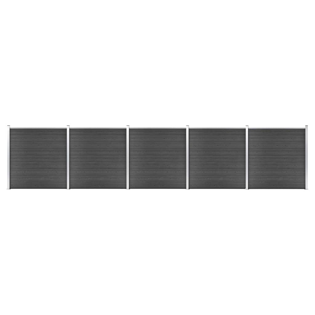 Vidaxl Juego De Paneles De Valla Wpc 872X186 Cm Negro , Leroy Merlin