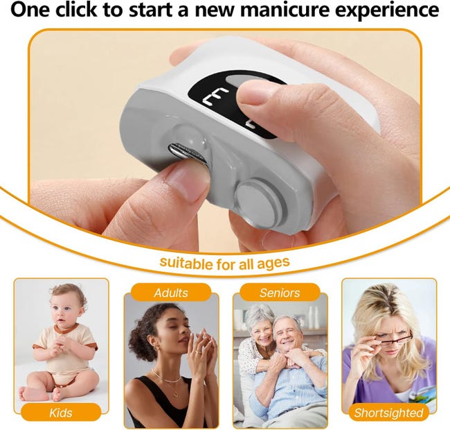 Coupe-ongles électrique 3 en 1 : silencieux, LED, 3 vitesses, sans danger pour les bébés et les personnes âgées - 2