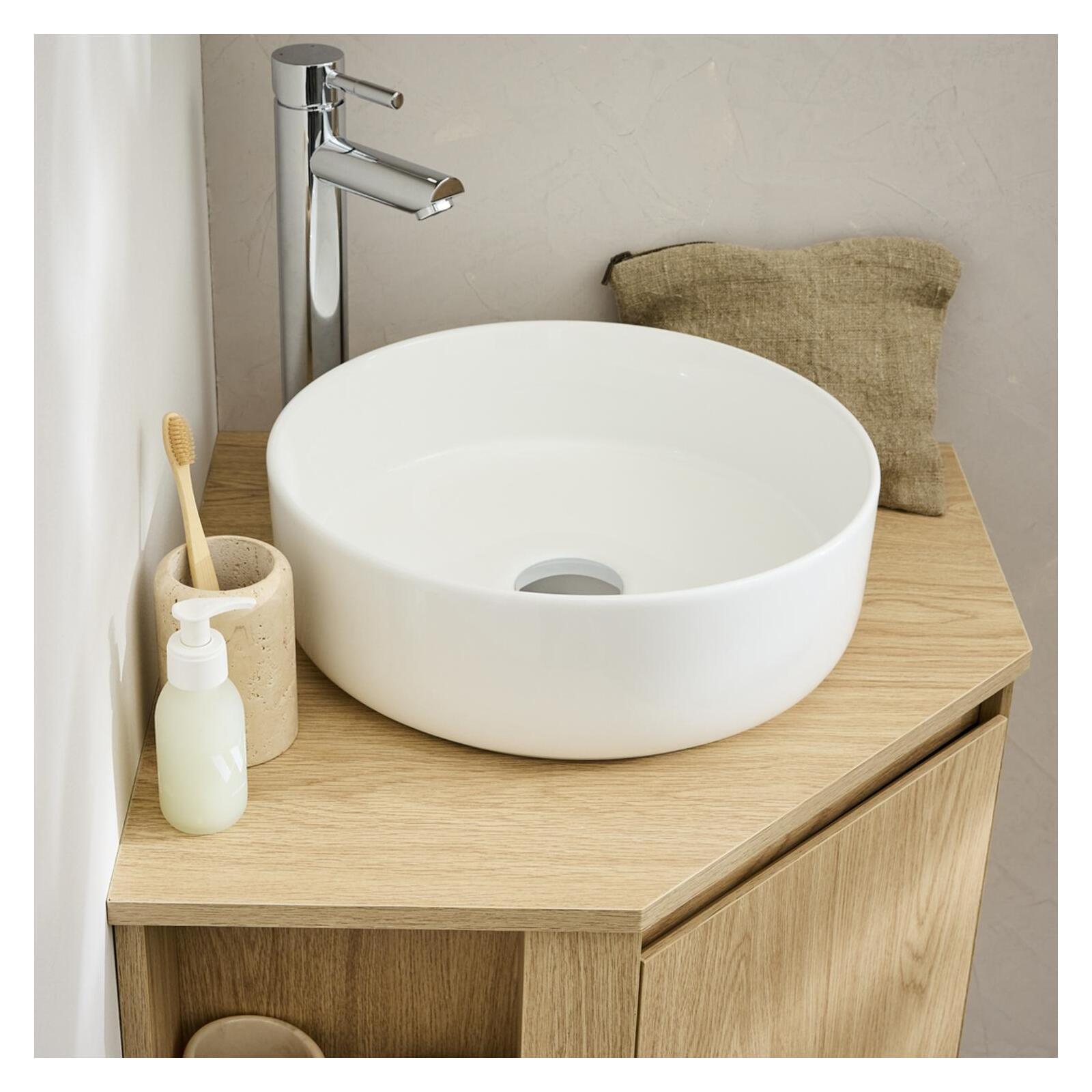 Ensemble meuble sous vasque d'angle SORRENTO + vasque blanche - 6