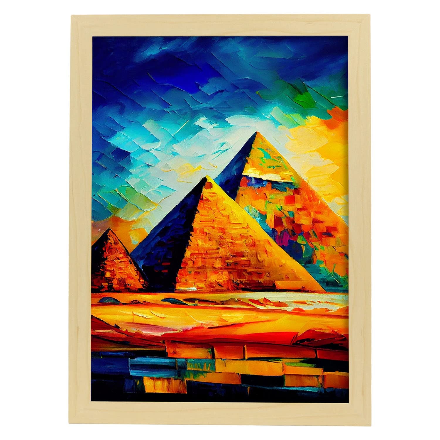Nacnic poster de pirámides de giza en estilo pintura al óleo ilustraciones de monumentos en estilo fotográfico a todo color diseño y a4 marcos madera