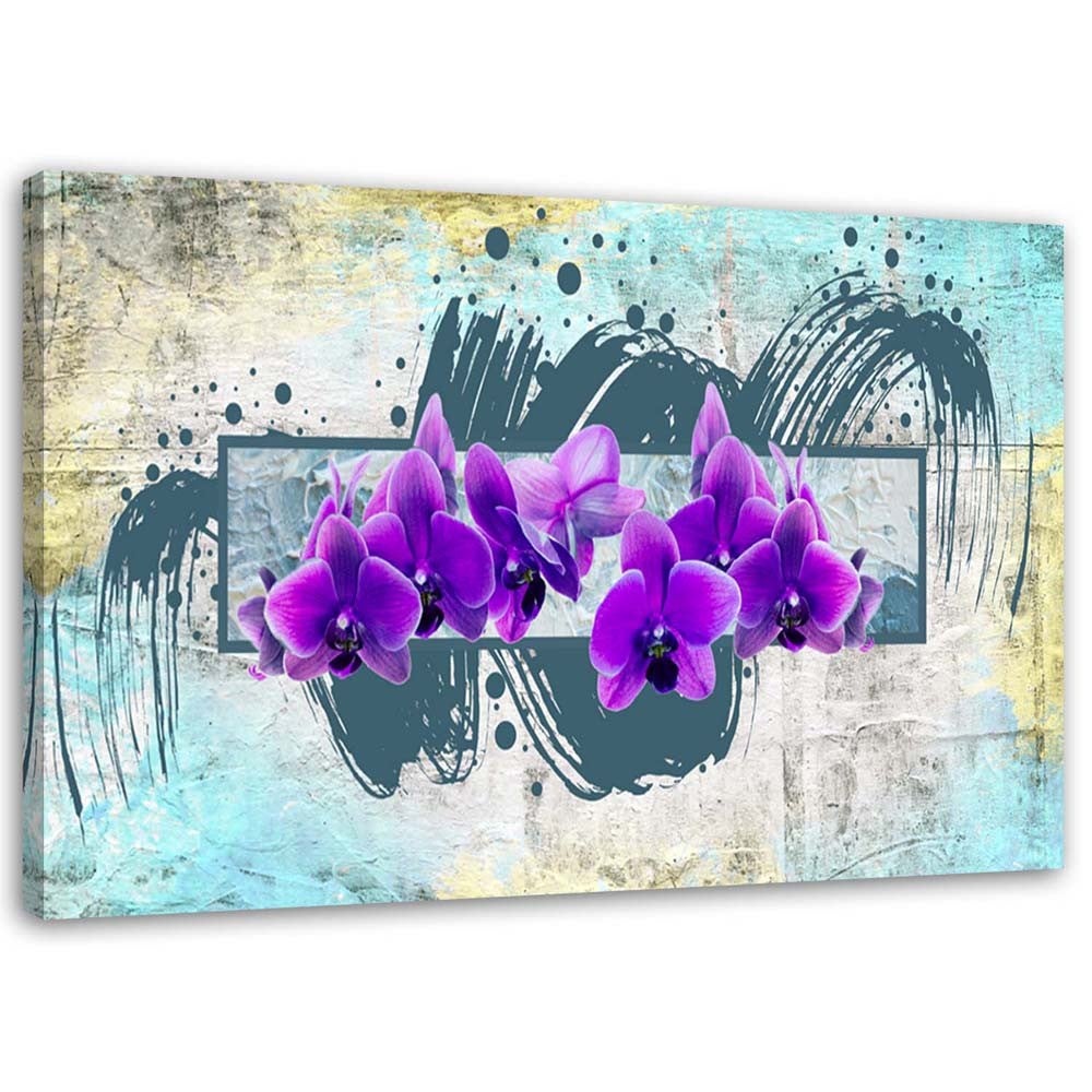 Obraz na płótnie, Fioletowe orchidee abstrakcja 90x60