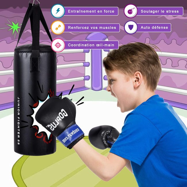 Sacco da boxe da appendere per bambini con guanti protettivi e