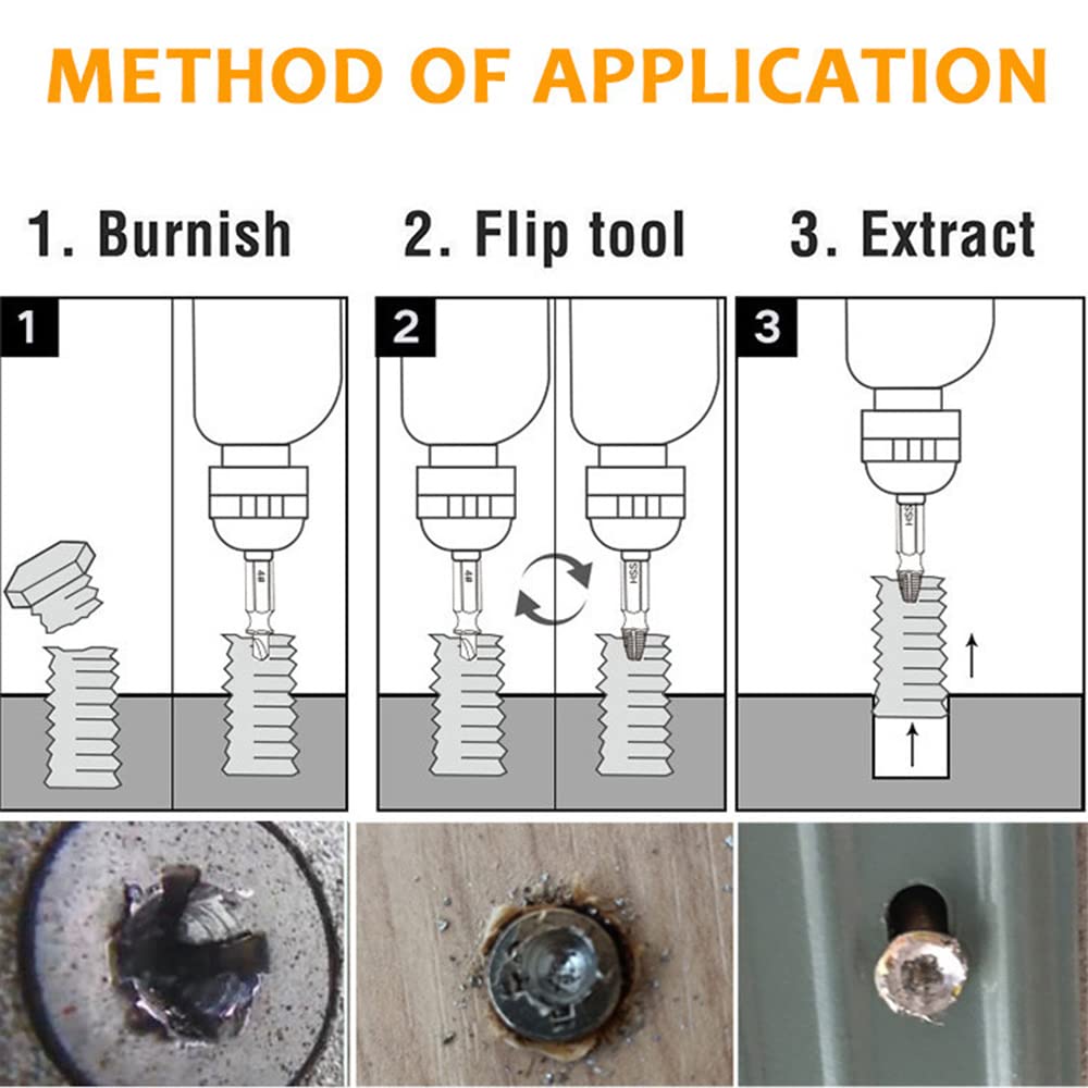 Kit d'Extraction de Vis Endommagées 5 Pièces en Acier HSS Revêtu Titane pour Retrait de Boulons et Vis Cassés - 4