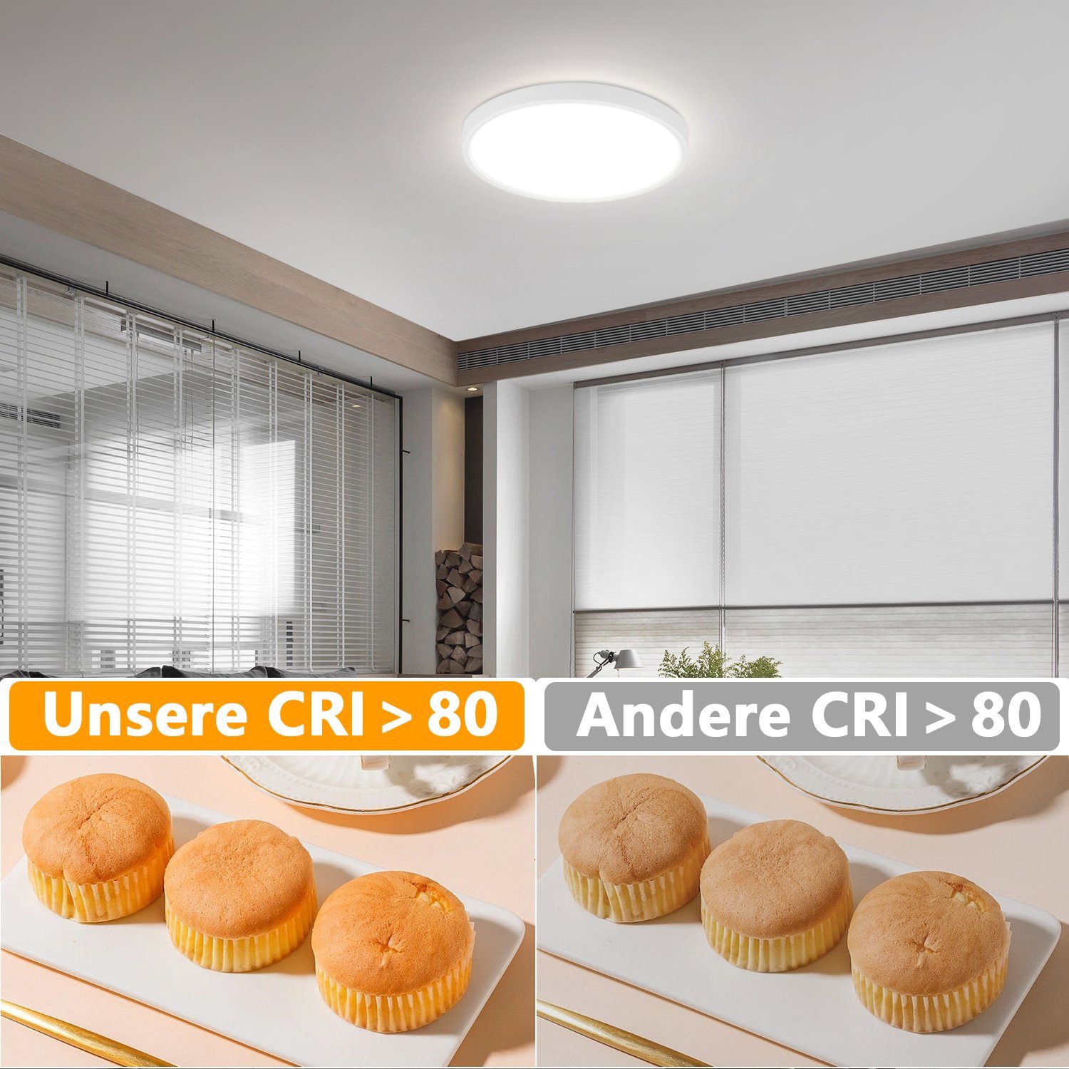 NETTLIFE Teto LED Cool White 15W, 22CM Okrągła lampa IP44, płaska biel, wodoodporna, lampa kuchenna do łazienki, korytarza, sypialni - 5