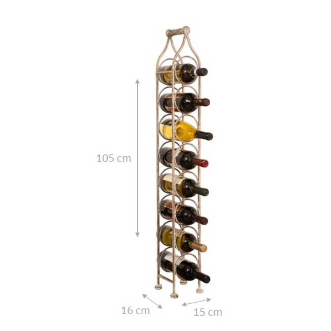 Biscottini Range Bouteille En Fer Forgé L12xPR12xH105 Cm - Porte Bouteille - Porte Bouteille Vin - Range Bouteille Frigo - Meubles De Salle à Manger - Meuble Cuisine Rangement