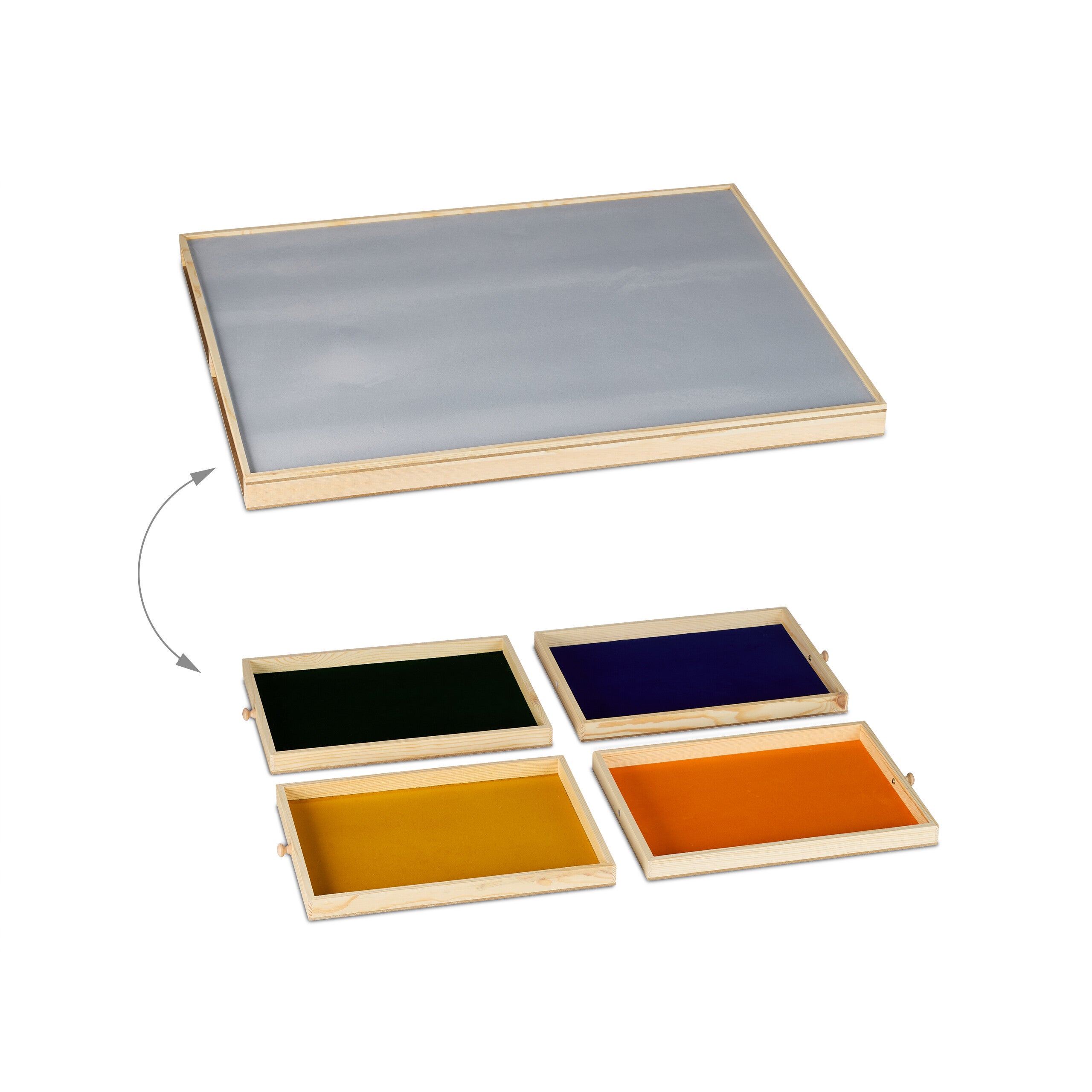 Plateau à puzzle, avec 4 tiroirs amovibles, jusqu’à 1000 pièces, bois & feutre, tapis, planche, multicolore, Relaxdays - 6