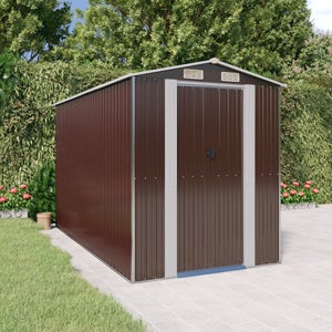 Abri De Jardin En Acier Galvanisé 5,3 M³ - 3 Portes, Toit Incliné, Serrure, 235x174x197 Cm