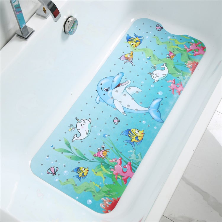 Antypoślizgowa mata do kąpieli z motywem delfina 100 x 40 cm z 200 przyssawkami, mata do kąpieli z PCV, mata pod prysznic z kreskówką