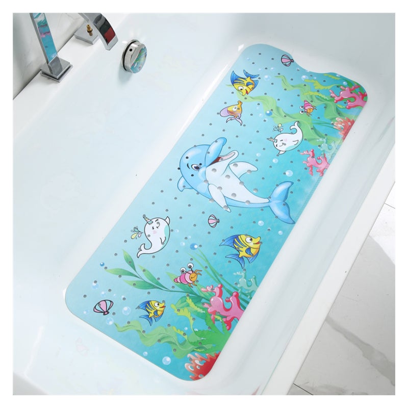 Mata łazienkowa antypoślizgowa z motywem delfinów, 100 x 40 cm, z 200 przyssawkami, mata łazienkowa z PVC, mata prysznicowa z motywem kreskówek