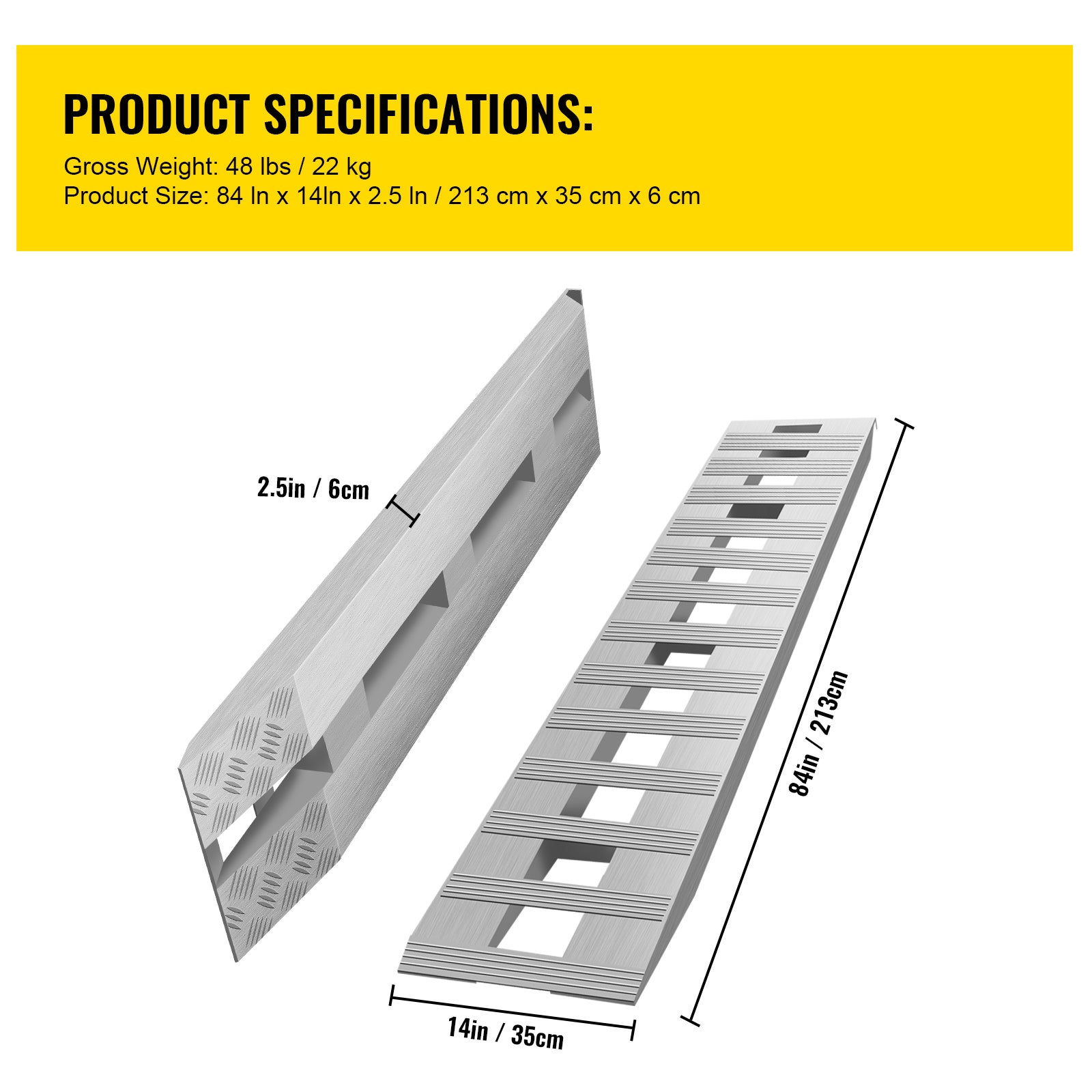 Rampes en aluminium SucceBuy 84 x 14 pouces,capacité de 6 000 LBS pour voiture,remorque,camion et VTT,1 paire (2 rampes) - 9