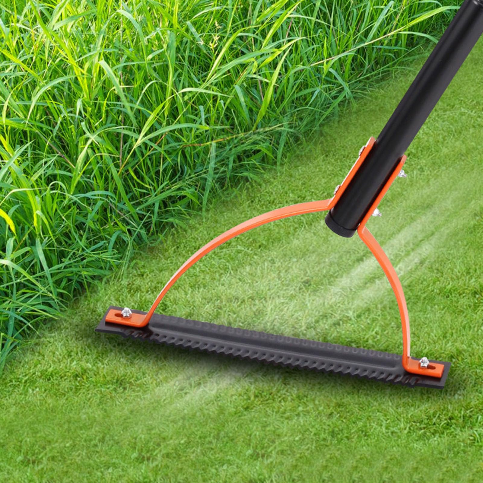Coupe-herbe manuel 65 en acier au manganèse avec lame dentelée à double tranchant et manche en acier inoxydable pour jardin, pelouse (3 sections) - 3