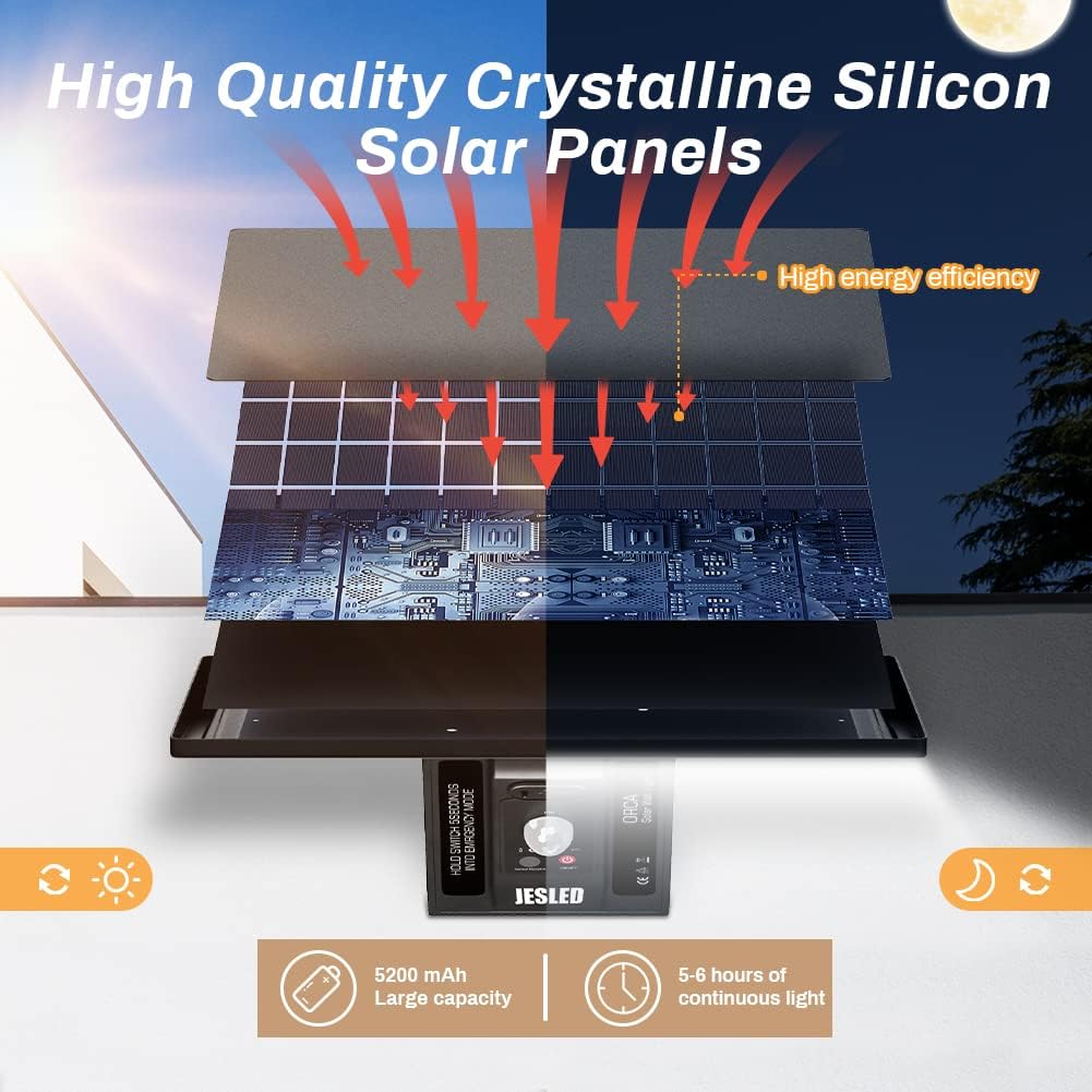 Lampe solaire de sécurité, 104 LED, détecteur de mouvement, télécommande, étanchéité IP65, 3 températures de couleur, 4 modes - 4