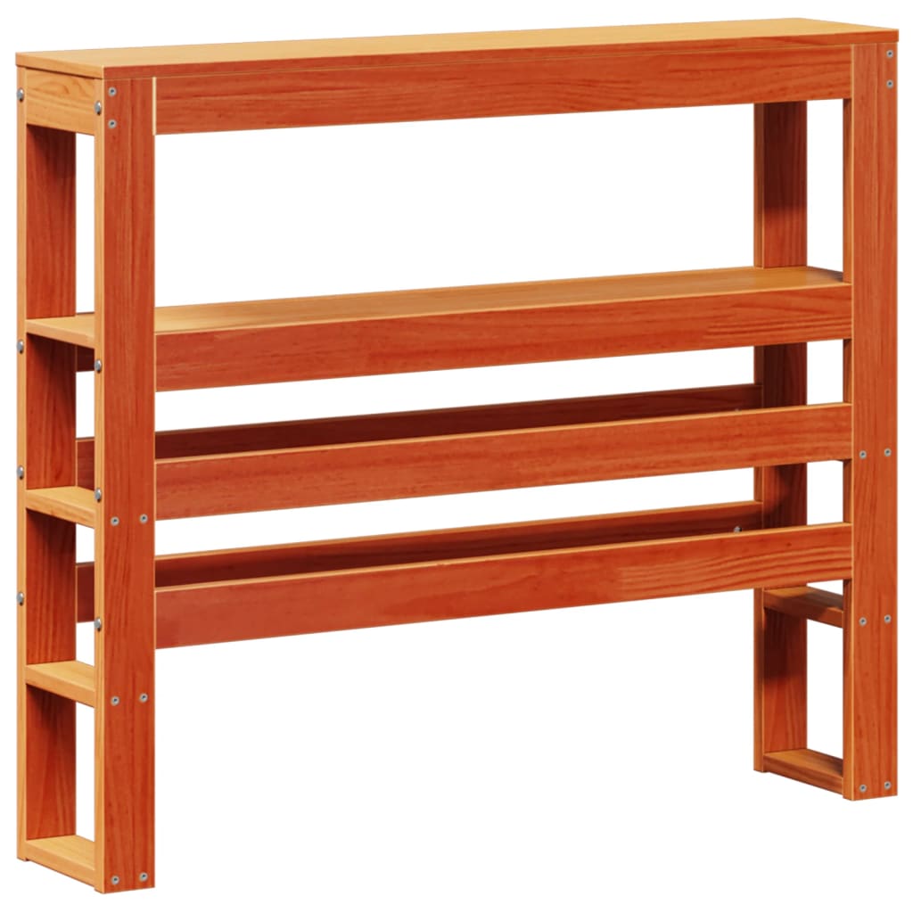 Tête De Lit En Pin Massif Avec 3 étagères - Marron Cire 180 Cm - Sur Pied, Pas Besoin De Fixation Murale