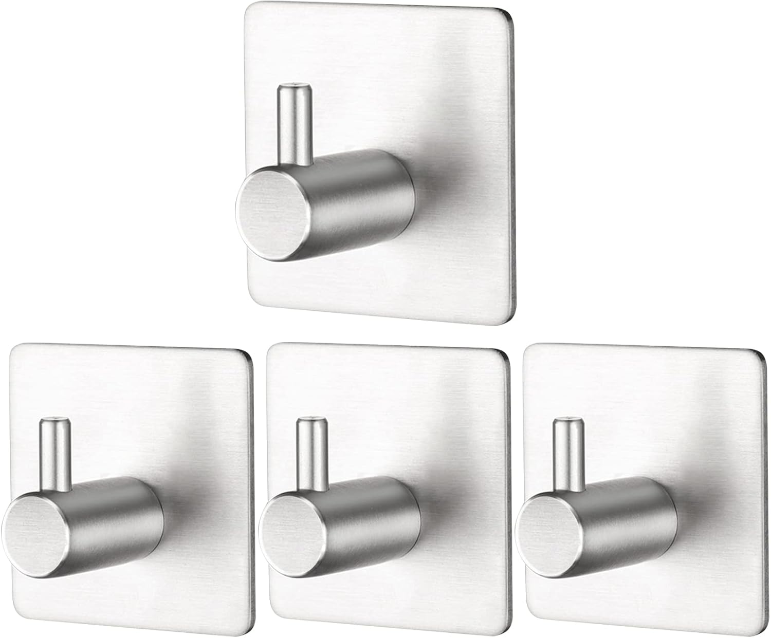 Haczyki ścienne samoprzylepne, odpowiednie do łazienki i kuchni, bez konieczności wiercenia, srebrne (opakowanie 4 szt.)