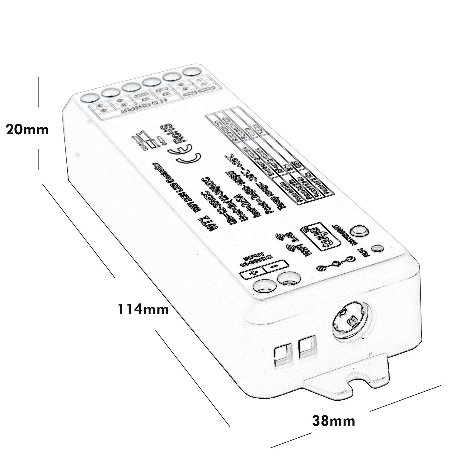 WT1 Contrôleur LED intelligent WiFi pour bandes de projecteurs Unité de commande WiFi Dimmer 2,4 G CCT 2 CH 12-24 V Commande vocale Google Alexa - 8