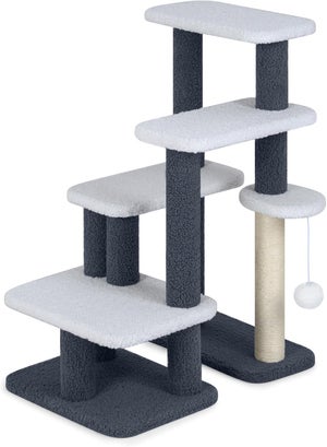 AQPET Tiragraffi Panama 58 Cm con cuccia per gatti Albero Parco Giochi Gioco Tira Graffi per Gatto colore Grigio