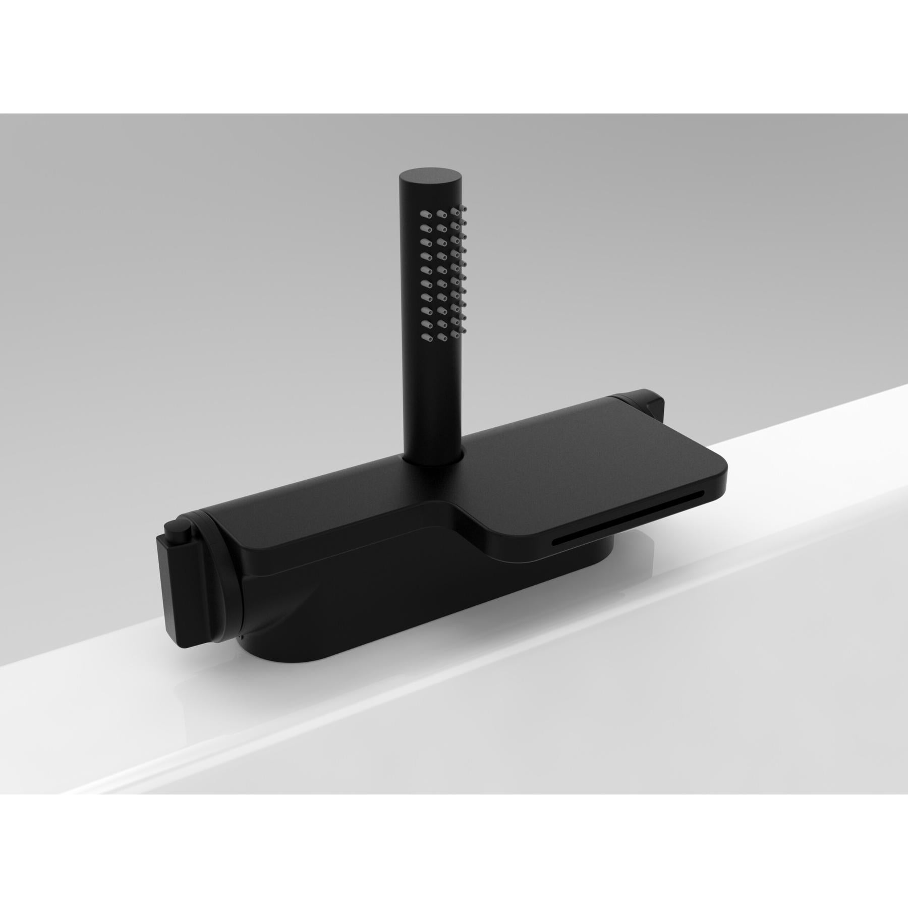 Grifo termostático kappa negro mate con llenado en cascada integrado para bañera kinedo