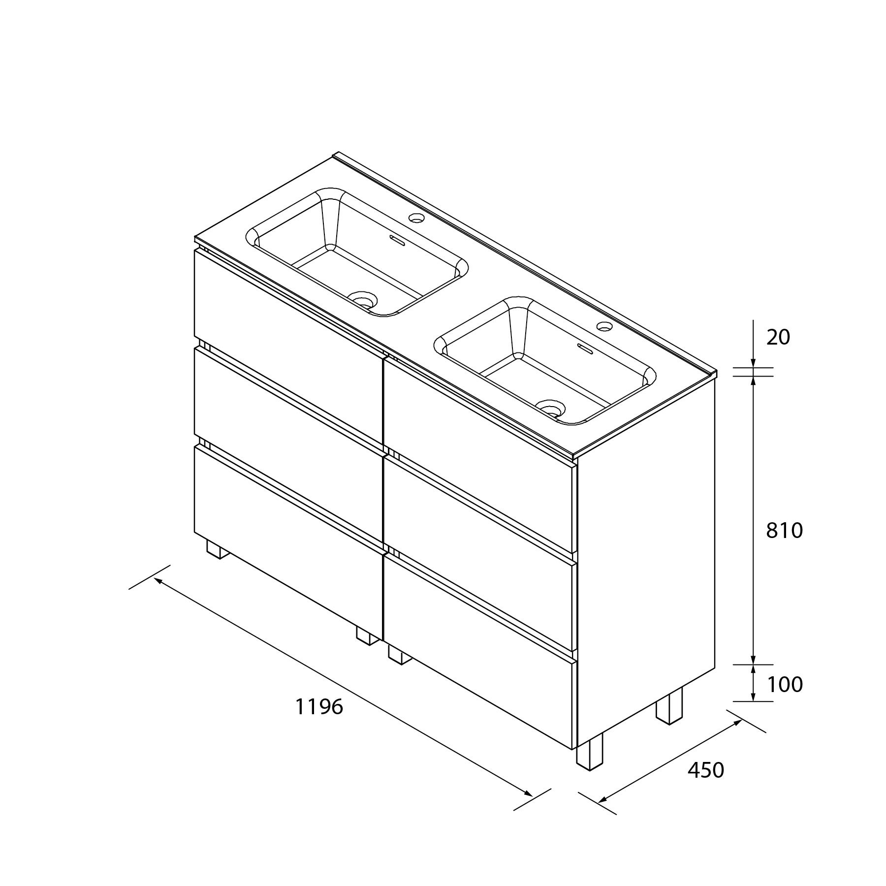 Meuble de salle de bain BEQUIA 3C 120cm Chêne | Vasque Porcelaine Centrale - 5