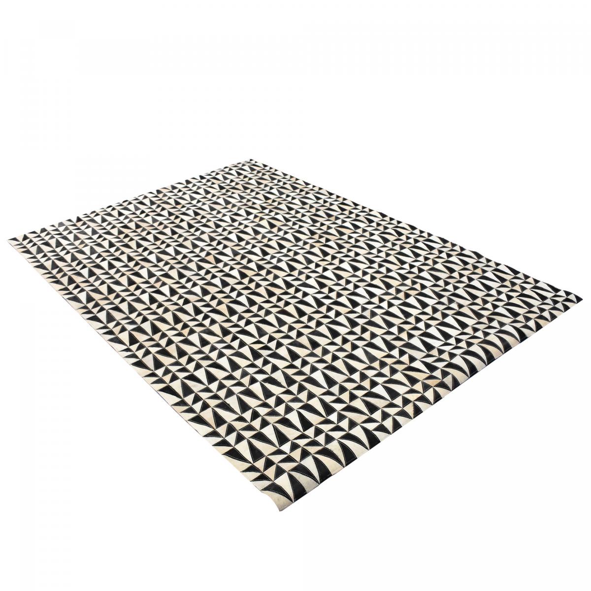 Tapis en peau de vache 200x290 kilm fait à la main noir et blanc - 6
