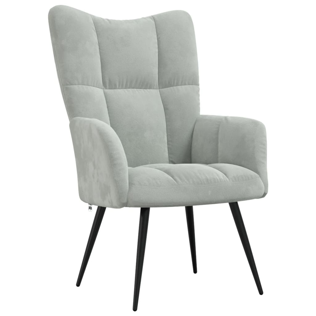 Sillón de relax | silla de relax | silla de relajación de terciopelo gris claro cfw959682