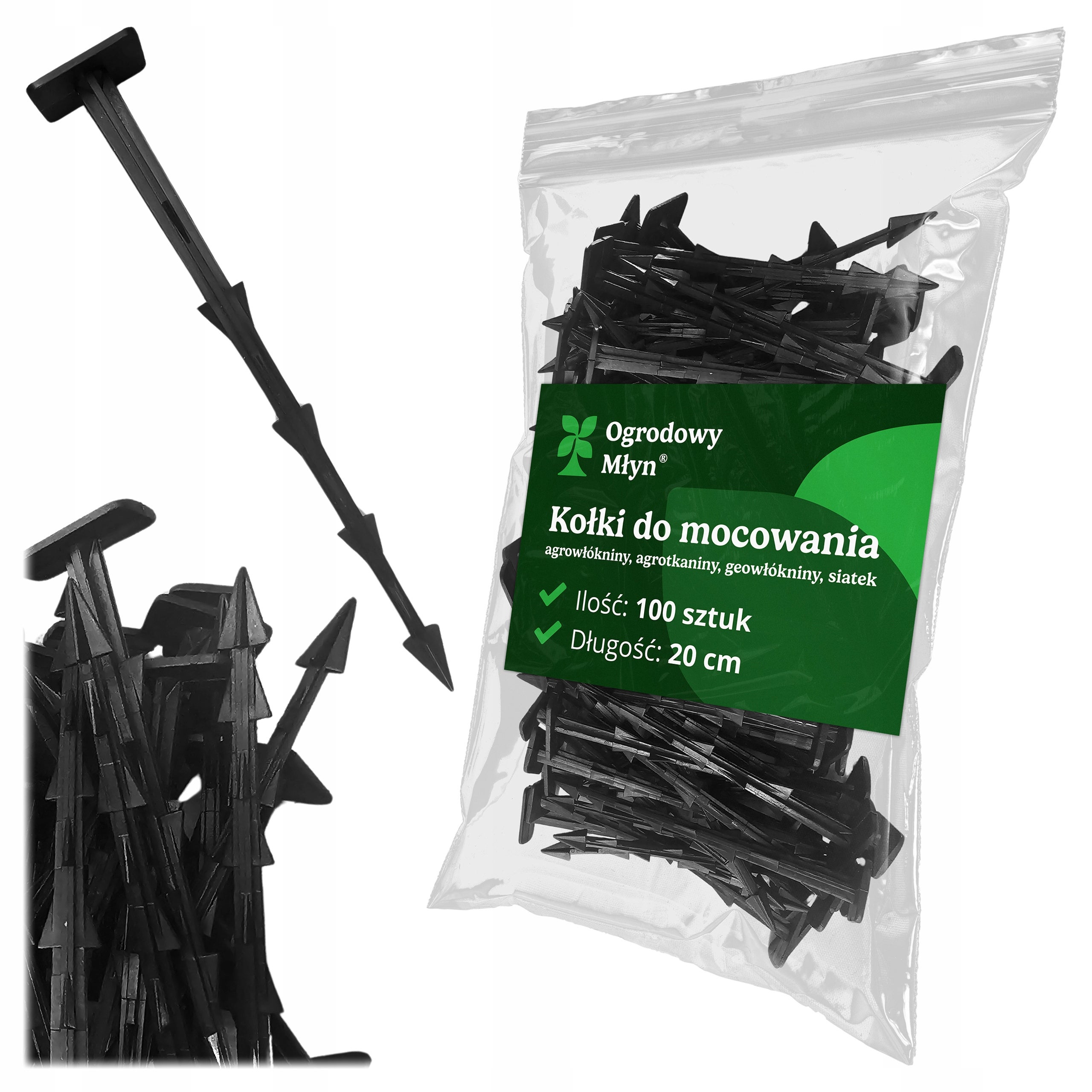 Kotwy szpilki kołki do mocowania agrowłókniny tkaniny Długie 20cm 100 sztuk Ogrodowy Młyn