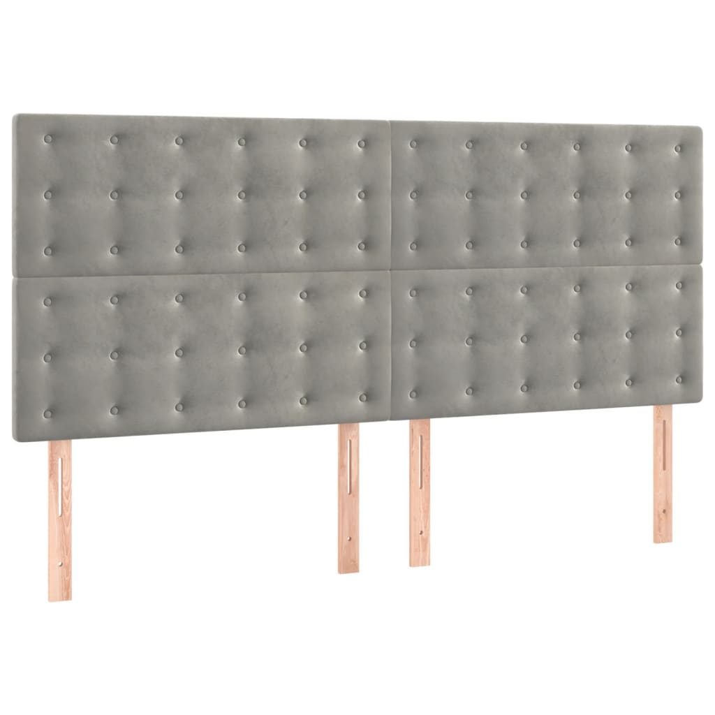Cadre de lit sans matelas en velours gris clair pour la chambre, 140 × 200 cm - 8